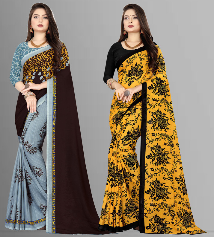Buy Anand Sarees Floral Print, Striped 