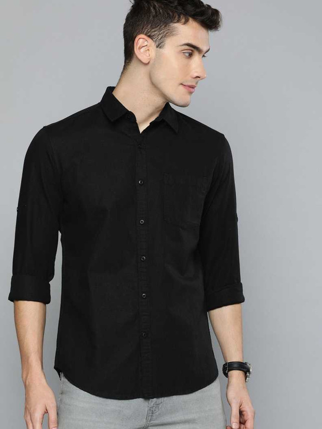 NEM Men Solid Casual Black Shirt - Buy 