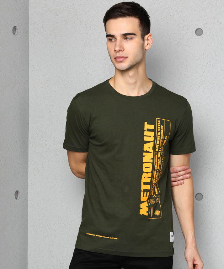 METRONAUT Printed Men Round Neck Dark 