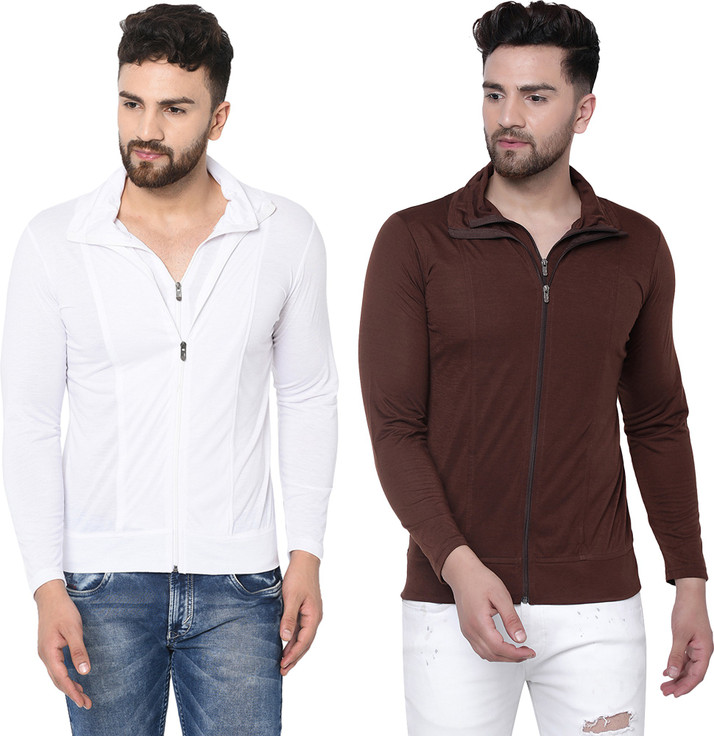 Croyant Solid Men Collared Neck White T 