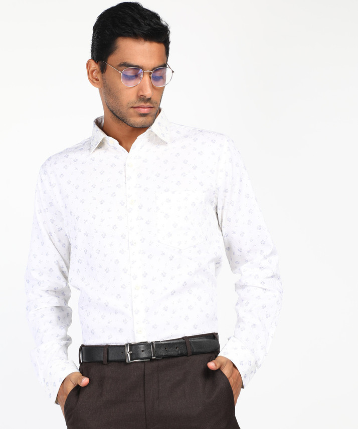 Raymond Men Printed Formal Light Blue 