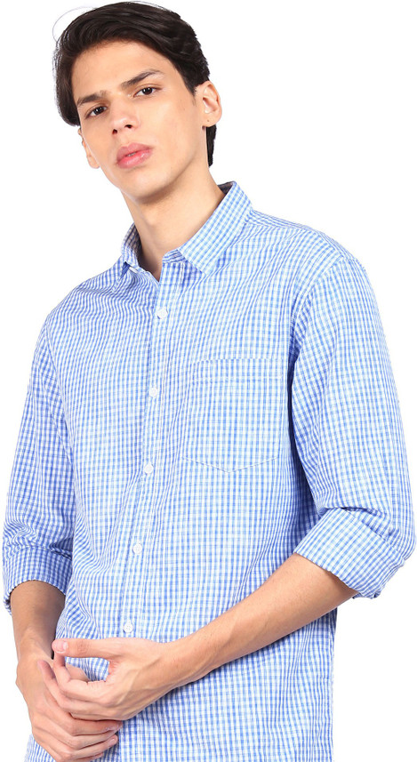 RUGGERS Men Checkered Formal Blue Shirt 