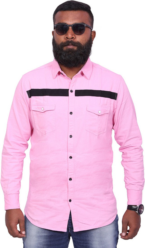 NIWA Brands Men Striped Casual Pink 