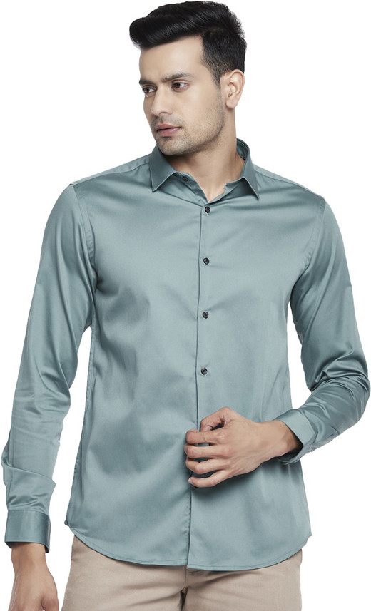 Pantaloons Men Solid Party Blue Shirt 