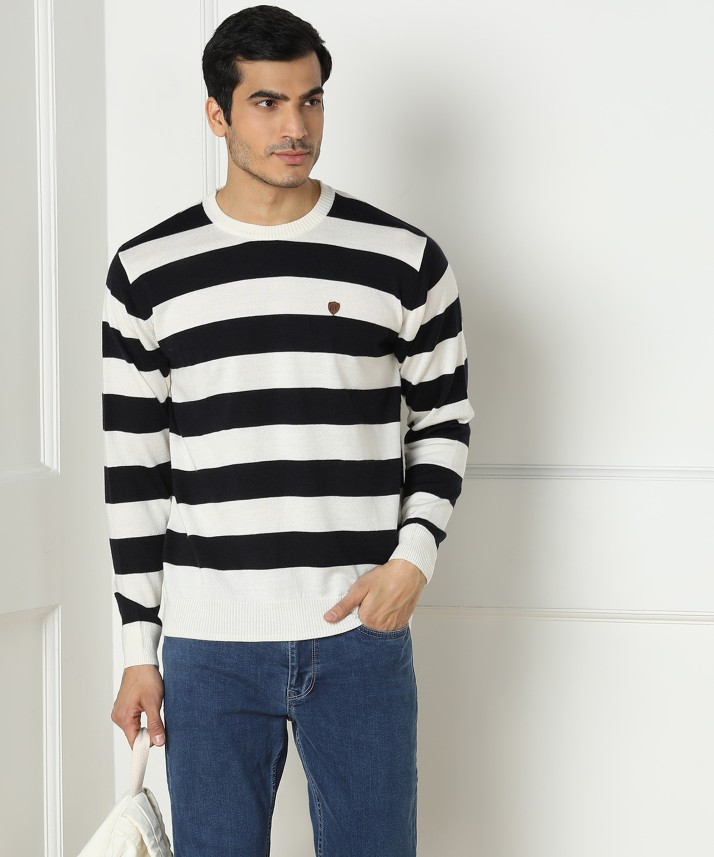 mens blue striped sweater