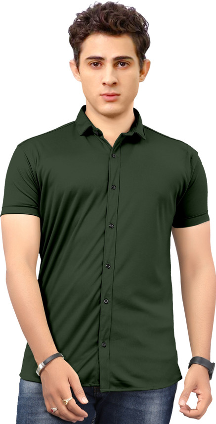Men Solid Formal Dark Green Shirt 