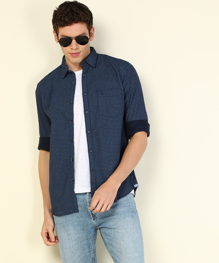 PARX Men Printed Casual Blue Shirt 