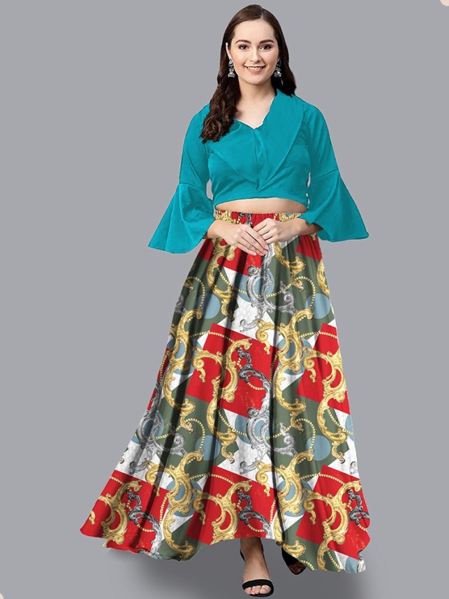 flipkart crop top with long skirt