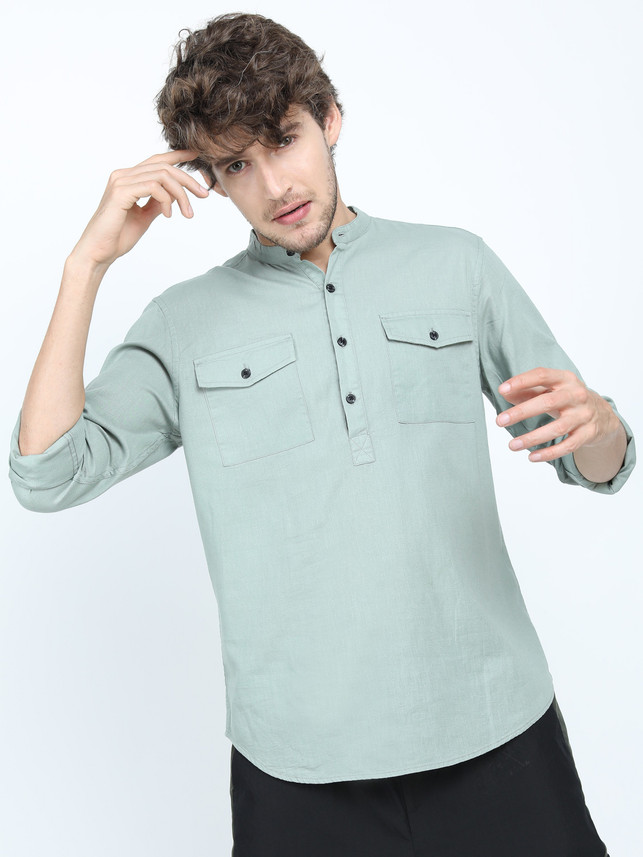 HIGHLANDER Men Solid Casual Light Green 