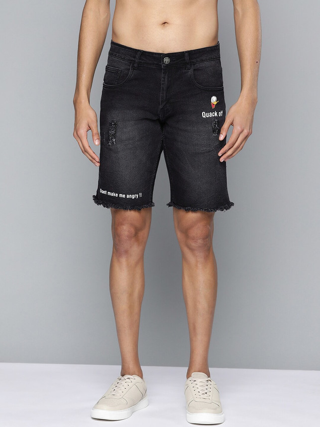 Kook N Keech Printed Men Black Denim 