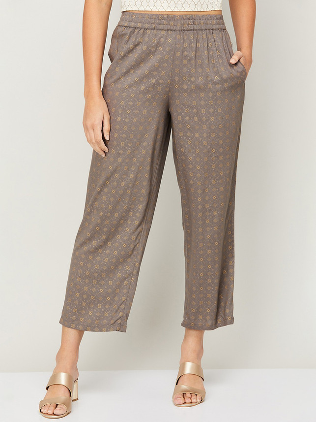 Lifestyle Slim Fit Women Grey Trousers 