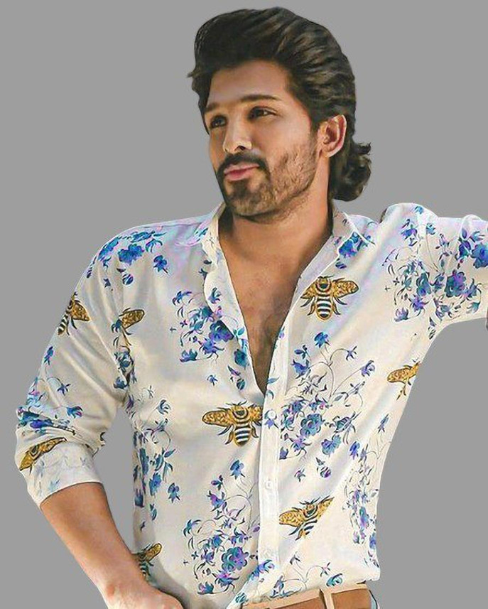 JP TRENDS Men Floral Print Party White 
