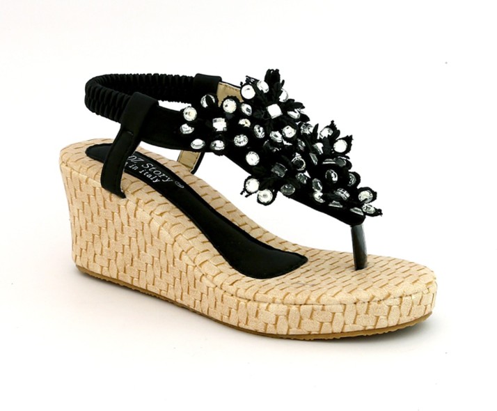 bamboo block heel sandals