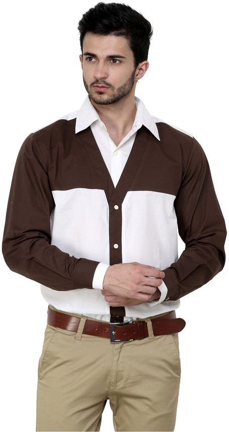 Brown Dazzio Men Solid Casual White 