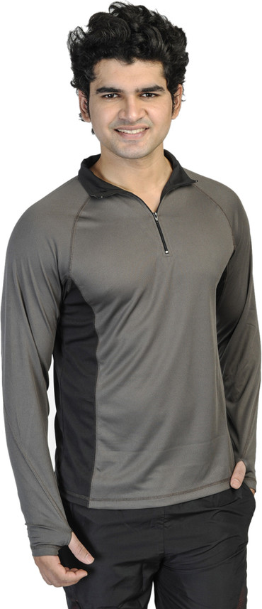 T10 Sports Solid Men Fashion Neck Grey 