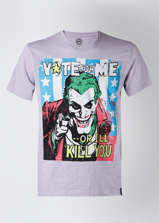 Joker Printed Men Round Neck Purple T 