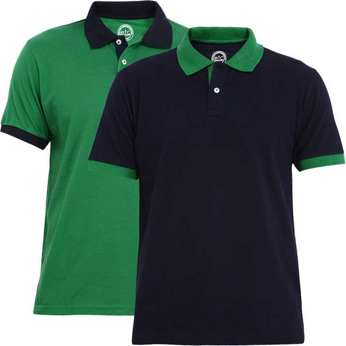 Solid Men Polo Neck Green Blue T Shirt, Blue And Green Rugby Shirt