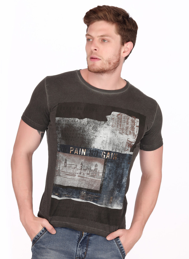 FRITZBERG Printed Men Round Neck Grey T 