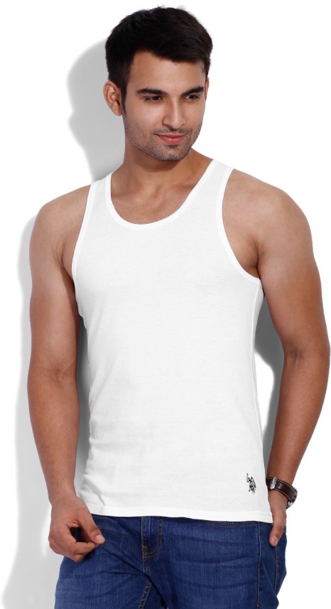 all white polo vest