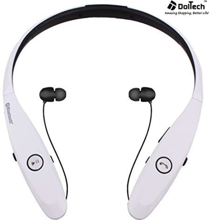 DolTech Bluetooth Headsets Doltech Bluetooth Earbuds Wireless Hand free Neckband Headphones for Sport running gym exercise Lightweight Sweat proof Noise Cancelling Earbud for Cell Phones White Bluetoo...