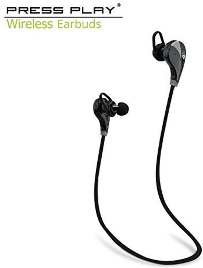 Press Play Wireless Bluetooth Earbuds AYO by PRESS PLAYA Lightweight Wireless Bluetooth Headphones Noise Cancelling w Built in Microphone Ear Buds Sports Running Gym Exercise Sweat Proof for iPhone 7 ...