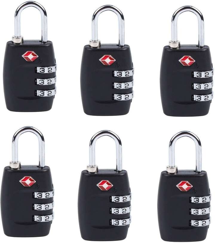 DOCOSS Set Of 6 TSA Approved 3 Digit USA luggage Bag Number Padlock For Travelling International Safety Lock black Price in India Flipkart