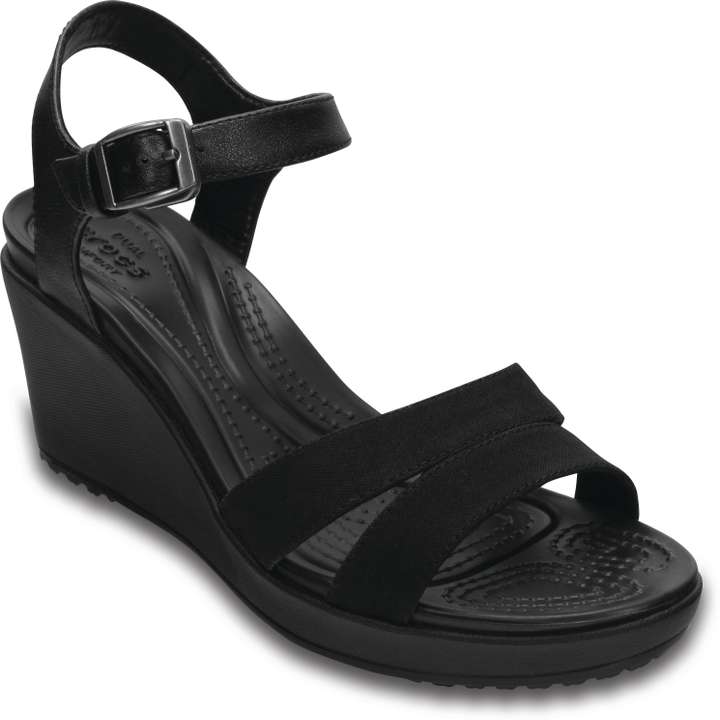 CROCS Leigh II Ankle Strap Wedge W Women Wedges Buy Black Black Color CROCS Leigh II Ankle Strap Wedge W Women Wedges Online at Best Price Shop Online for Footwears in