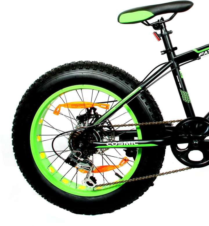 COSMIC FATSO 7 SPEED 20 INCH BICYCLE BLACK GREEN 20 T Fat Tyre Cycle Price in India Buy COSMIC FATSO 7 SPEED 20 INCH BICYCLE BLACK GREEN 20 T Fat Tyre Cycle online at Flipkart