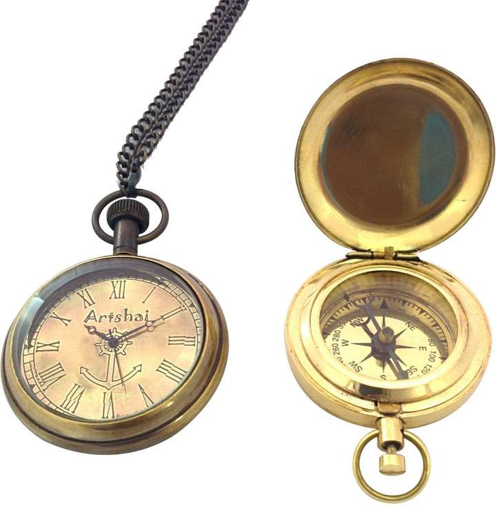 Artshai Beautiful Pocket Watch and Push button Magnetic Compass Combo Antique style Compass Buy Artshai Beautiful Pocket Watch and Push button Magnetic Compass Combo Antique style Compass Online at Be...