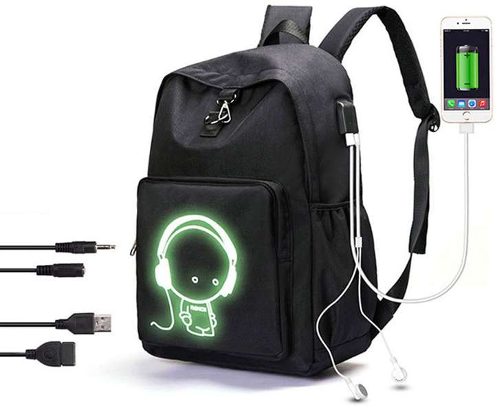 Bluebird Anti Theft Backpack Laptop Bag with USB charging Port and AUX Port and Luminous function Black Grey Color 30 L Backpack Black Price in India Flipkart