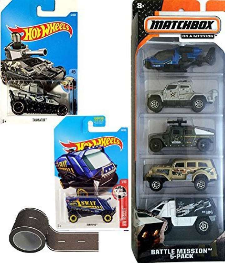 AYB Products Hot Wheels Tank Matchbox Battle Mission Military Pack SWAT Police Rescue Pod off Road Vehicle 4x4 Patrol Unit adventures Hot Wheels Tank Matchbox Battle Mission