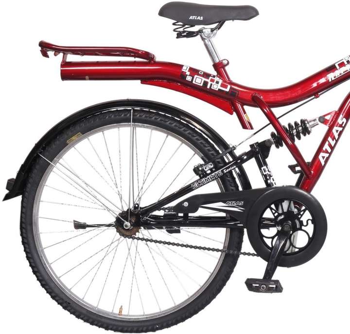ATLAS Rapid Dual Suspension Sports Bike For Adults Red Black 26 T Mountain Cycle Price in India Buy ATLAS Rapid Dual Suspension Sports Bike For Adults Red Black 26 T Mountain Cycle online