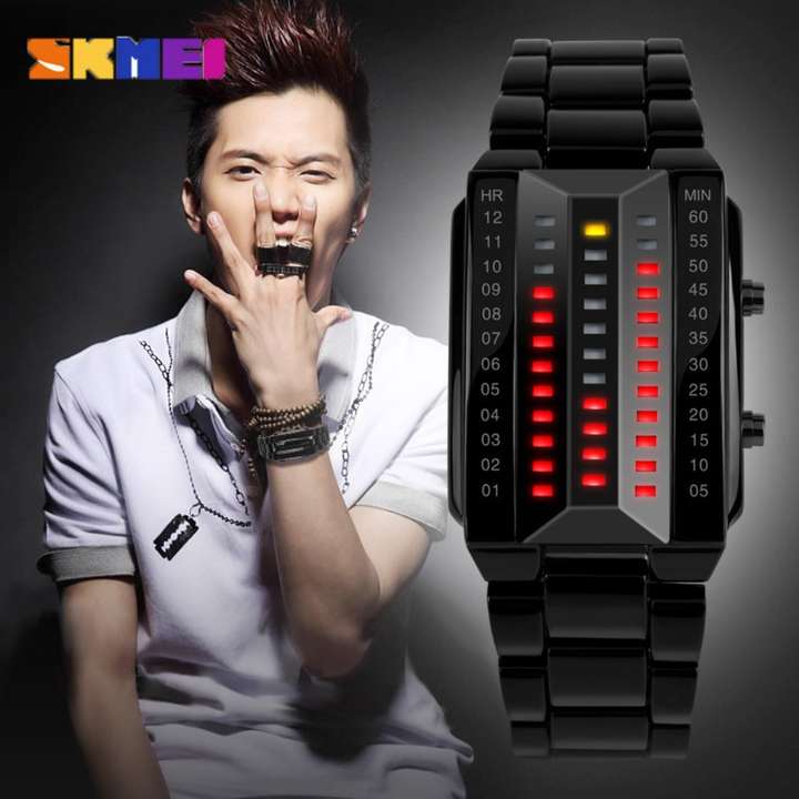 SKMEI 1013 Skmei 1013 Binary Matrix Red LED Digital Waterproof Watch Mens Classic Creative Fashion Latest Trendy Unique Black Plated Wrist Watches Digital Watch For Women Buy SKMEI 1013 Skmei