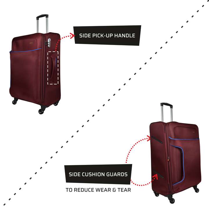 Murano Warrior Polyester Pack of 3 Maroon Luggage Combo Set for Men and Women 50 cm Cabin 60 cm Check in Suitcase Trolley Bag 70 cm Luggage Bag Tourist Bag Luggage Trolley Price in India