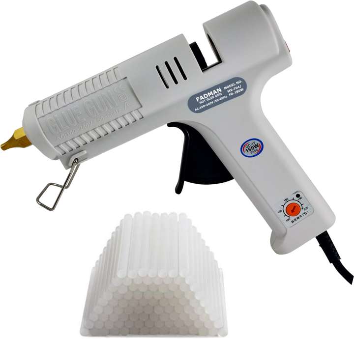FADMAN MAX 150 W 150 WATT HEAVY PERFORMANCE BEST QUALITY IN GLUE GUNS WITH PREMIUM 50 TRANSPARENT HOT ADHESIVE GLUE STICKS Adjustable Temperature Corded Glue Gun Price in India Buy FADMAN