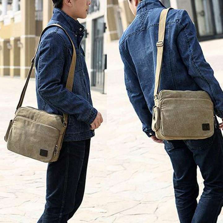 Men's canvas sling bag discount