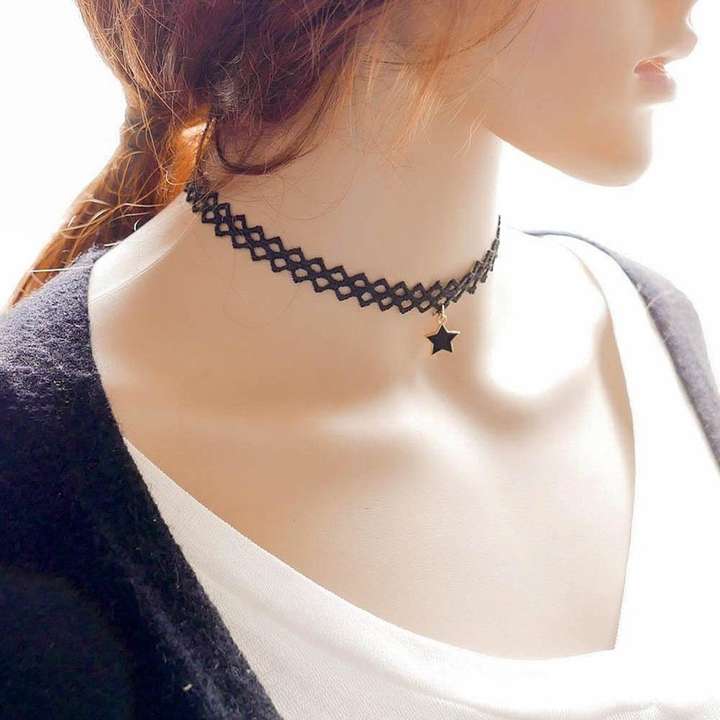 Romp Fashion 5 Pieces Black Stylish Party Wear Multi Choker Pendant Necklace Set for Girls and Women Fabric Choker Price in India Buy Romp Fashion 5 Pieces Black Stylish Party Wear