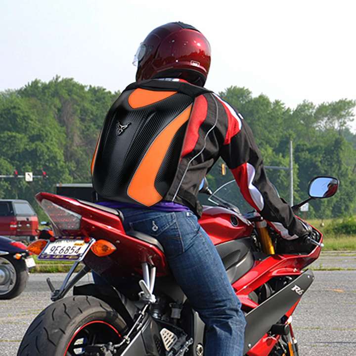 Autobird Motorcycle Backpack Hard Shell Carbon Fiber Air Flow Track Riding Drag 30 L Laptop Backpack KTM Neon Orange Price in India Flipkart