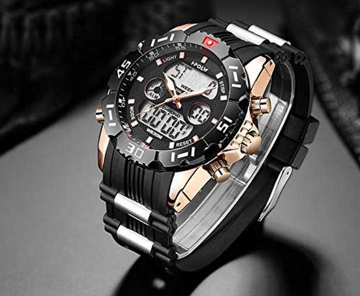 HPOLW Analog Digital Watch For Men Buy HPOLW Analog Digital Watch For Men Luxury Big Face Black Gold Multifunction Sports Silicon Analog Digital Men s Online at Best Prices in India Flipkart