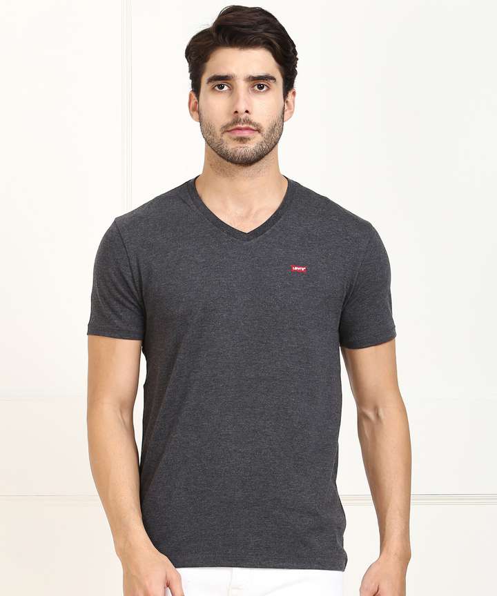 LEVI S Solid Men V Neck Grey T Shirt Buy LEVI S Solid Men V Neck Grey T Shirt Online at Best Prices in India Flipkart