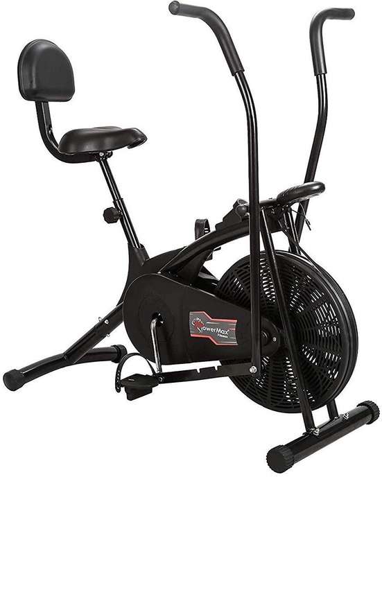 Powermax Fitness BU 205 Air Bike Exercise Cycle with back support and moving handles Dual Action Stationary Exercise Bike