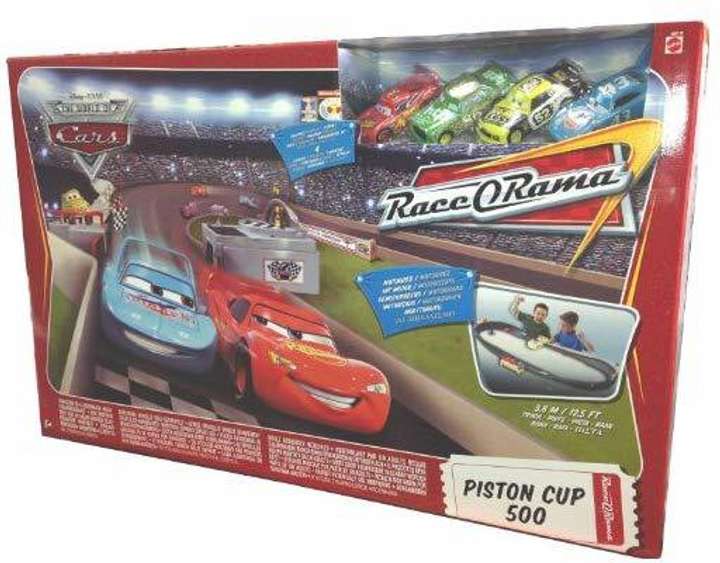 DISNEY Pixar CARS Movie Toy Exclusive Piston Cup 500 Track Playset with 4 Die Cast Cars McQueen Chick King and Leakless Pixar CARS Movie Toy Exclusive Piston Cup 500 Track Playset