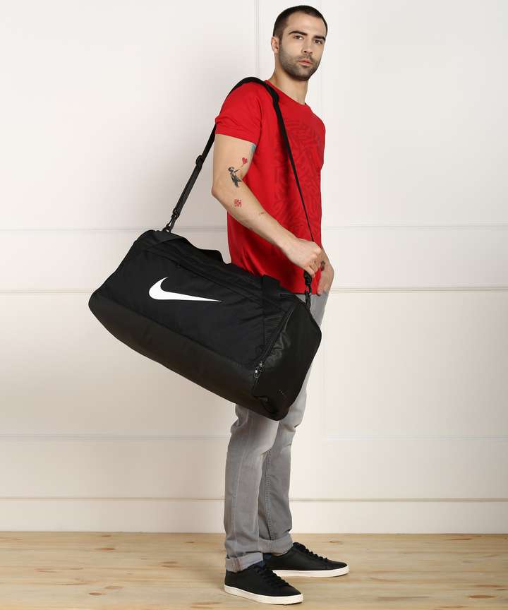 NIKE Brasilia Duffel Without Wheels Black Black White Price in India Flipkart