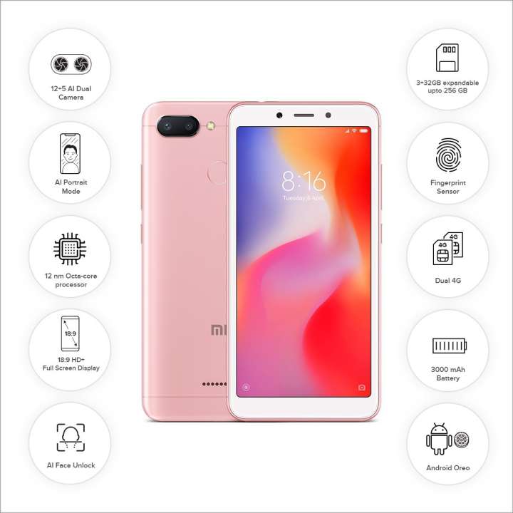 Redmi 6 rose fashion gold mobile