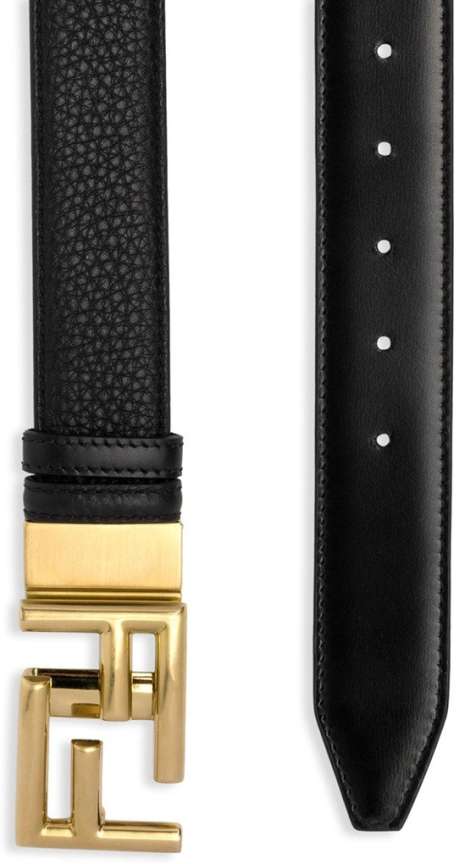 Fendi Men Casual Black Genuine Leather Reversible Belt Black Price in India Flipkart