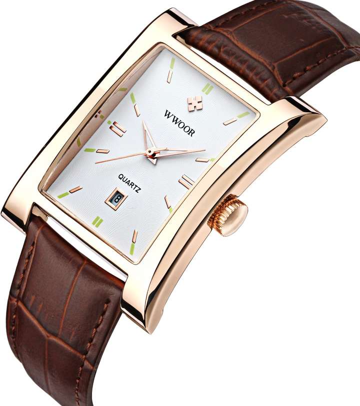 Mens rectangular watch leather strap outlet