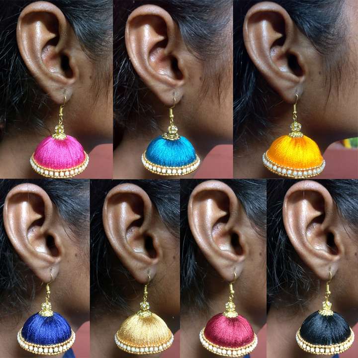 Silk thread simple earrings new arrivals