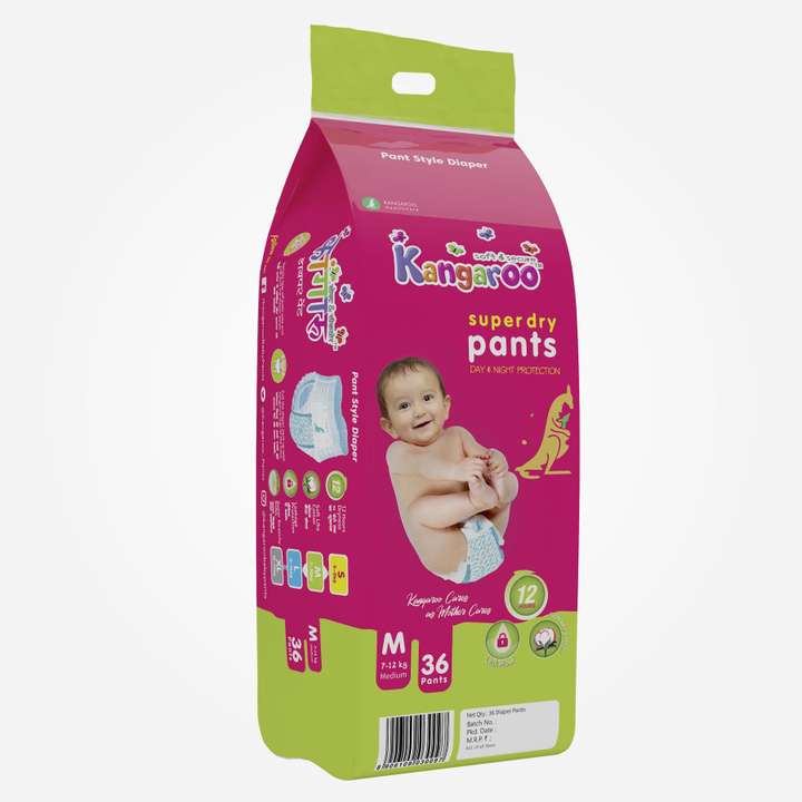 KANGAROO Super Dry Diaper Pants medium size 36 pcs M Buy 36 KANGAROO Nonwoven Cushion Nonwoven material Pant Diapers for babies weighing 12 Kg Flipkart