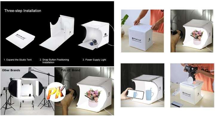 metreno Light Box Photography Mini Portable Photo Studio Box Jewellery Small Item Product Photography Lightbox Extra Dual Port USB Charger 3.3ft USB Cord 6 Backdrops Square Softbox Price in India