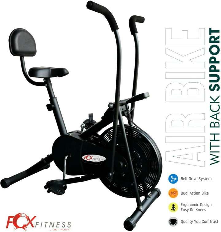 Buy FOX FITNESS Air Bike Exercise Cycle With Back Support Seat Moving handle Upright Stationary Dual Action Stationary Exercise Bike Online at Best Prices in India Sports Fitness Flipkart